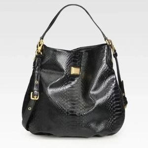 MARC BY MARC JACOBSs Black Embossed Python Leather Hillier Hobo